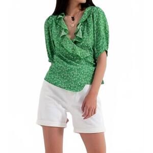 NEW Q2 snow in summer wrap blouse in kelly green